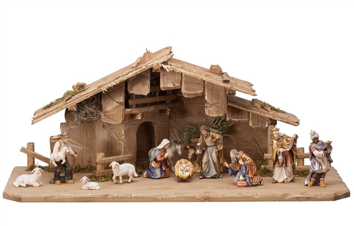 Mahlknecht Nativity sets - Stable Holy Night 14 or 15 Piece Sets
