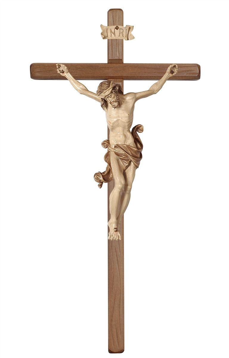 Leonardo Corpus on straight Beam Dark Stained Cross