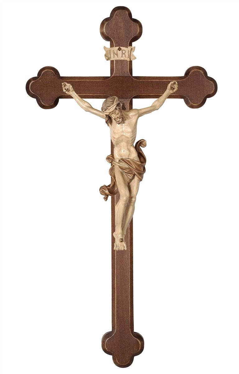 Leonardo Corpus on Baroque Dark Stained Cross