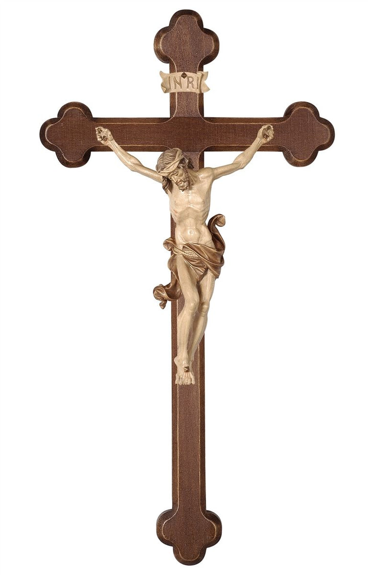Leonardo Corpus on Baroque Dark Stained Cross