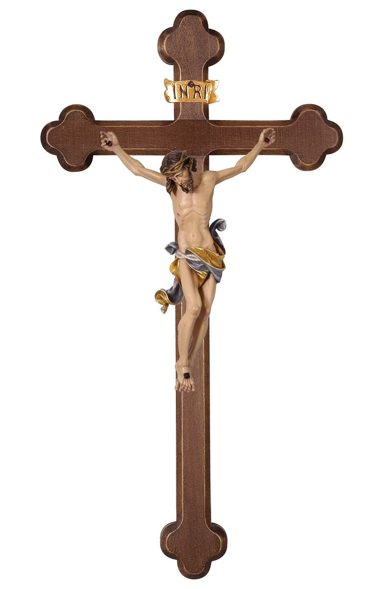 Leonardo Corpus on Baroque Dark Stained Cross