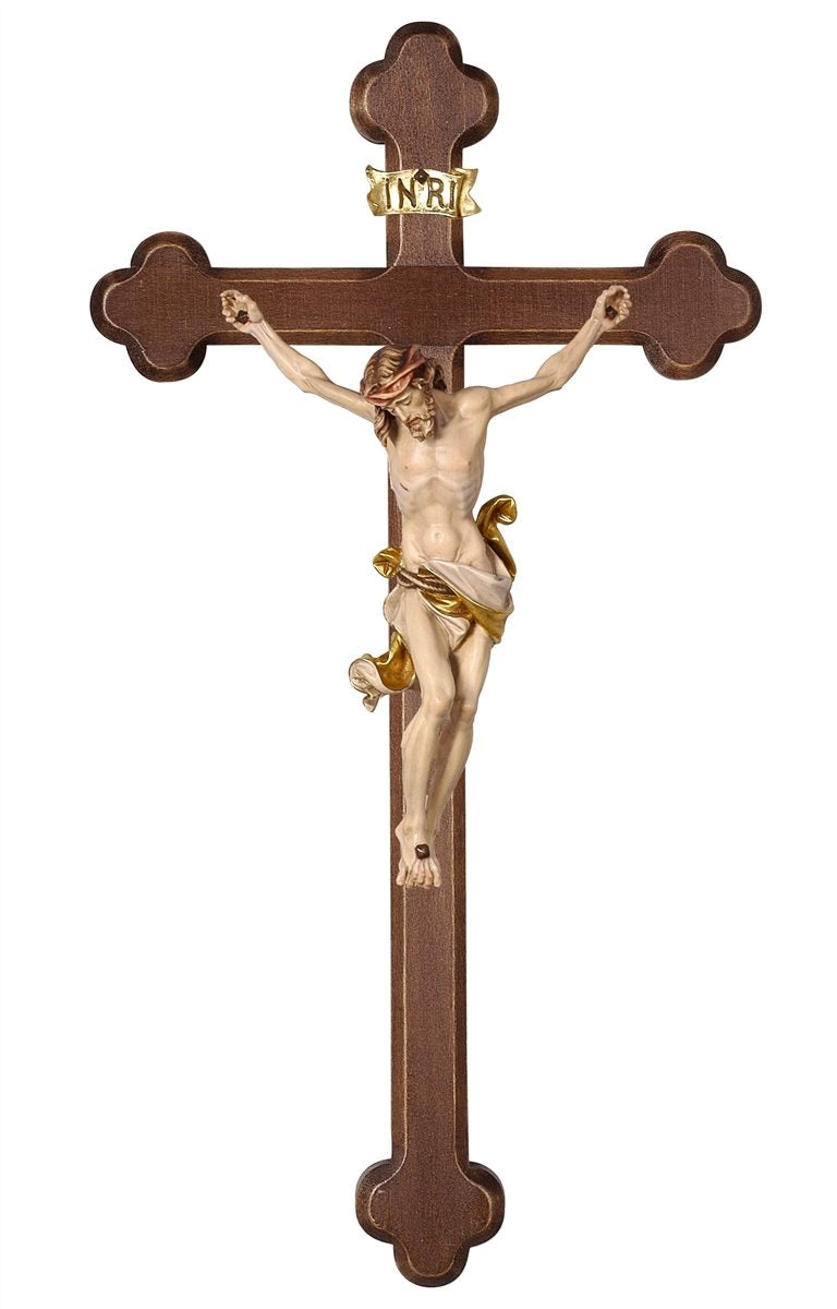 Leonardo Corpus on Baroque Dark Stained Cross 6"/14" One Available and Ready to Ship
