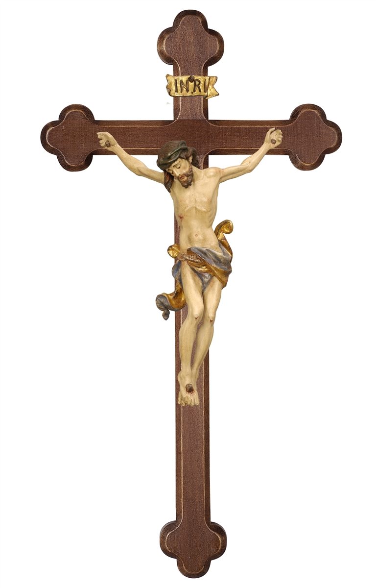 Leonardo Corpus on Baroque Dark Stained Cross