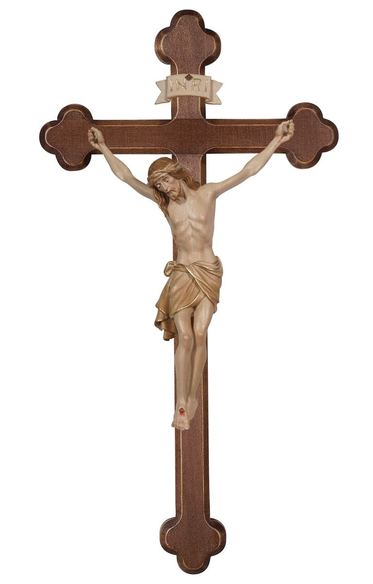 Siena Corpus on Dark Stained Baroque Cross