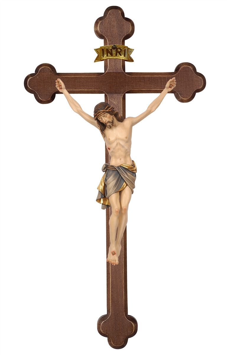 Siena Corpus on Dark Stained Baroque Cross