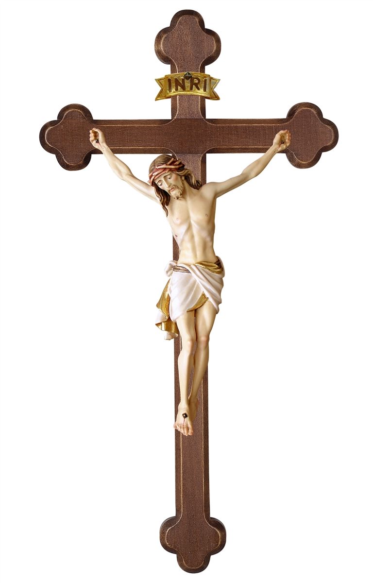 Siena Corpus on Dark Stained Baroque Cross