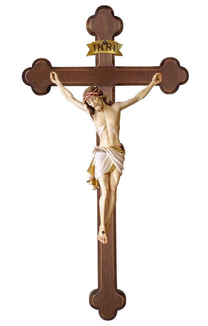 Siena Corpus on Dark Stained Baroque Cross