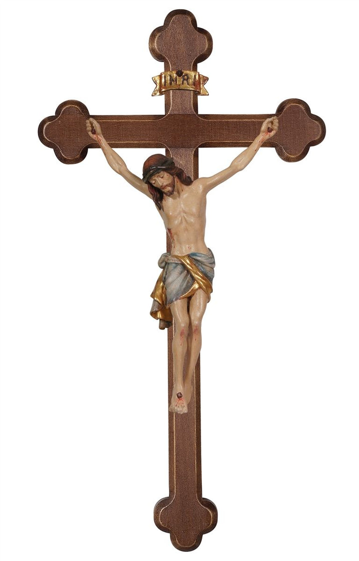 Siena Corpus on Dark Stained Baroque Cross