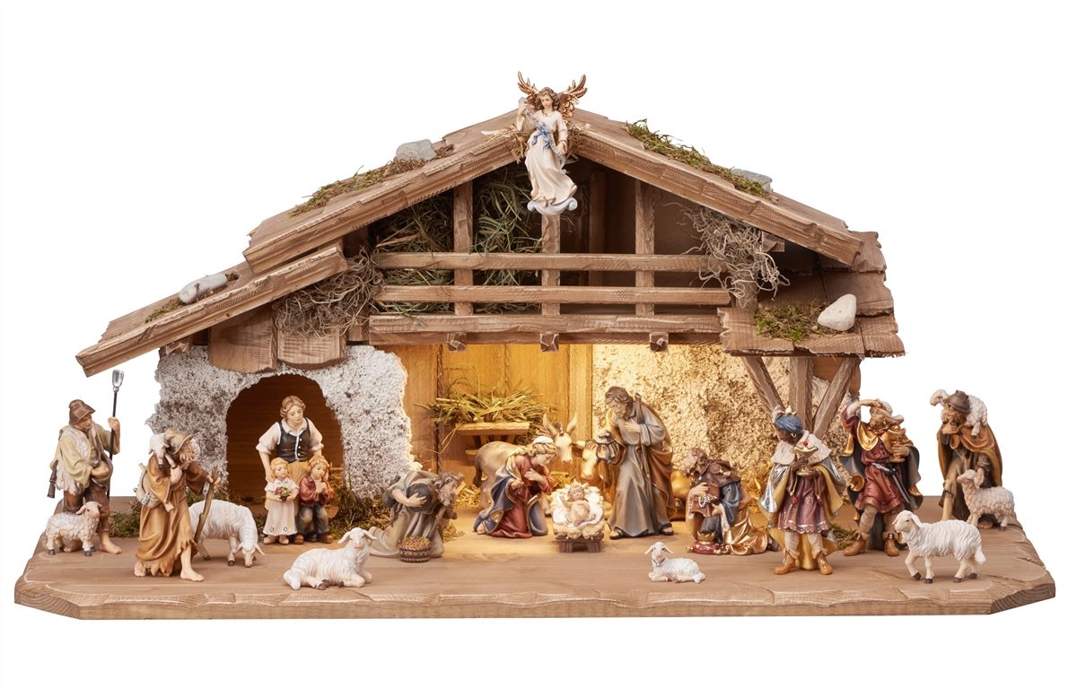 Rainell Nativity sets - Alpine Stable with Lighting 17, 20, 25, or