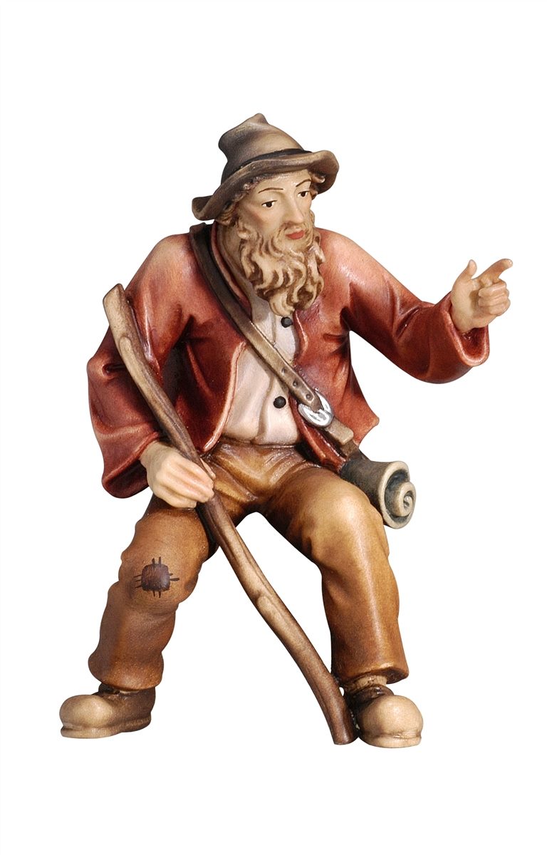 Kostner Nativity Scene Shepherd sitting and pointing figurine