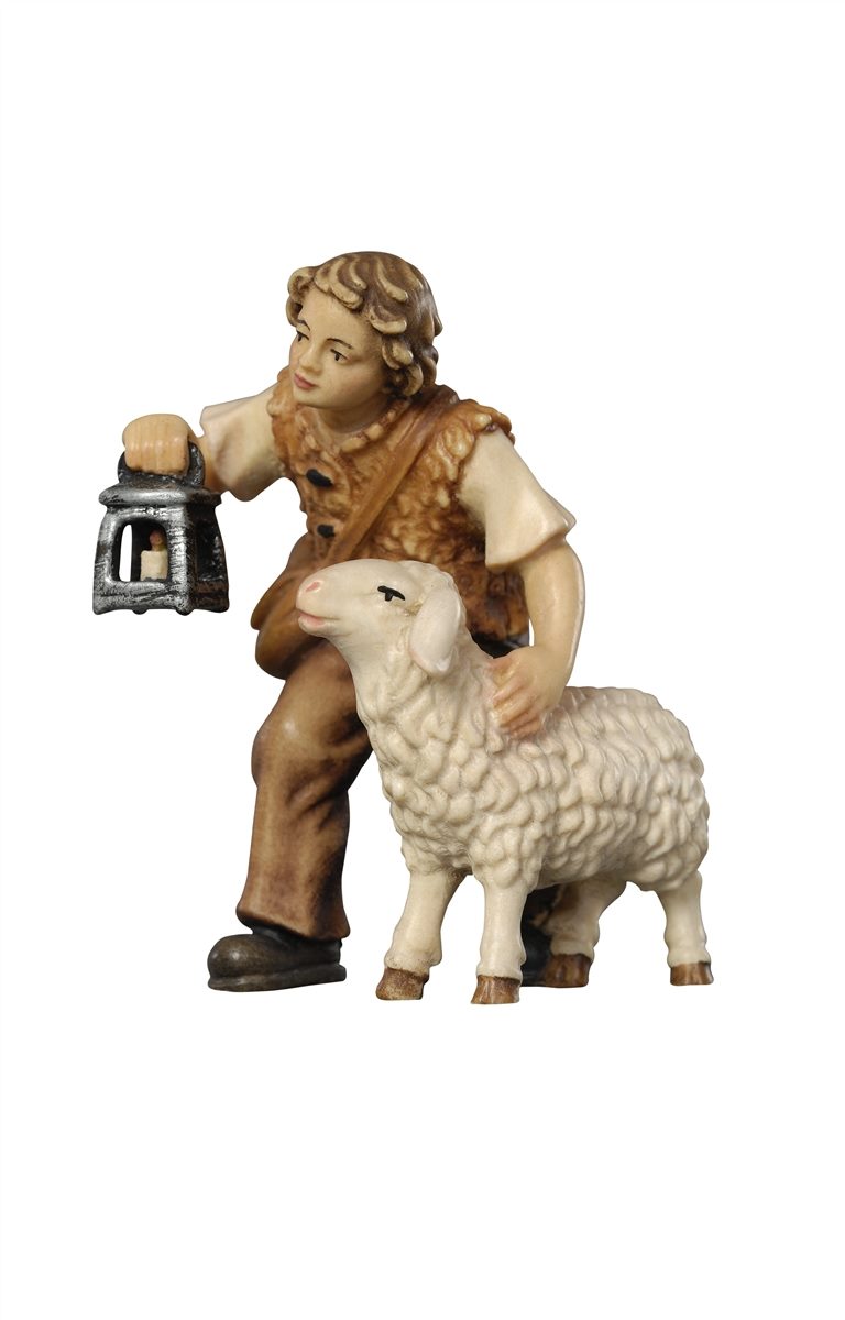 Kostner Nativity Scene Boy with Sheep and Lantern Figurine