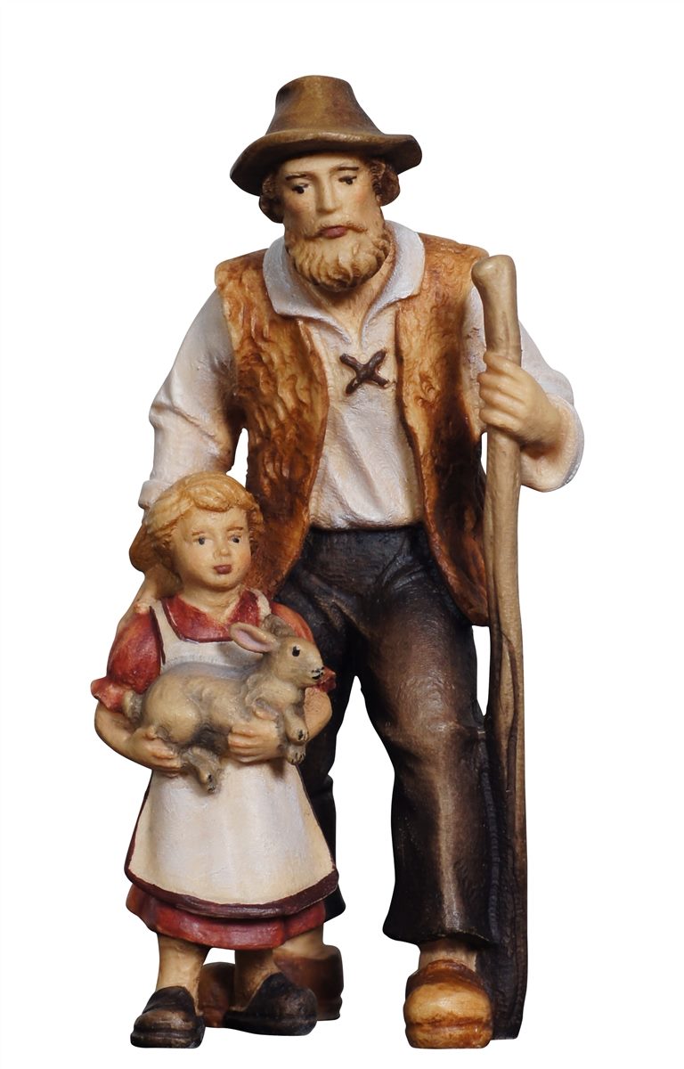 Kostner Nativity Shepherd with Girl and Rabbit