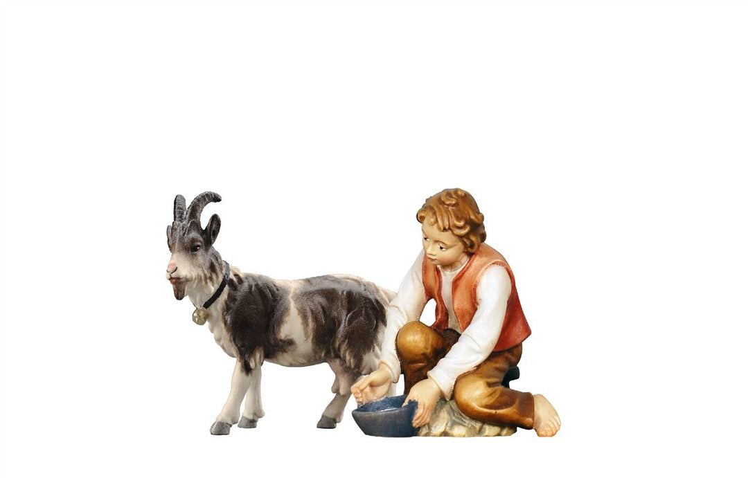 Kostner Nativity Scene Boy milking Goat figurine