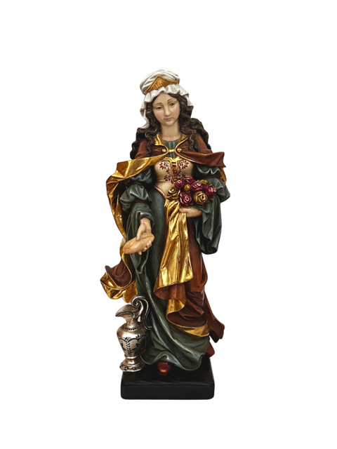 Saint Elizabeth with Bread Statue 23" Color Painted with Gold Leaf- One Available Ready to ship!