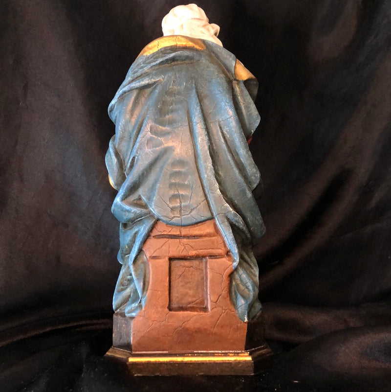 Our Lady sitting with Baby Jesus Statue - antique painted 9”