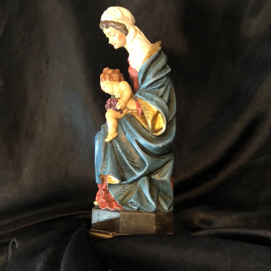 Our Lady sitting with Baby Jesus Statue - antique painted 11” Discontinued/Clearance Ready to Ship!